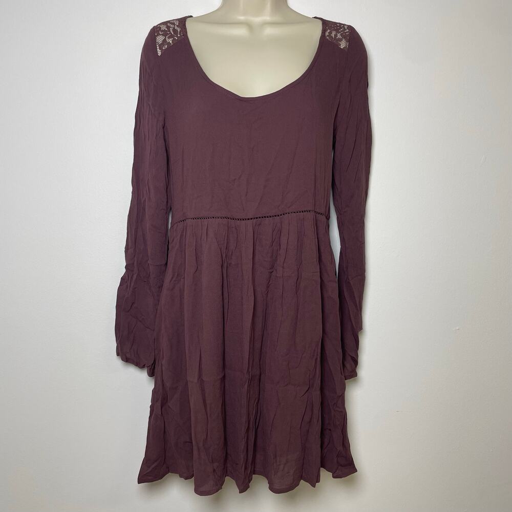 ANDTHEWHY Back Lace Button Down Bell Sleeve Dress NWT
